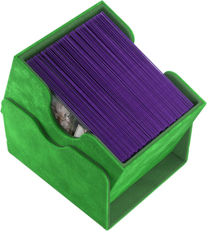 Sidekick 100+ XL Convertible Deck Box | Sideloading Card Storage with Removable Cover Clips Holds 100 Double-Sleeved Cards in Extra Thick Inner Sleeves Green Color Made by Gamegenic (GGS20094ML