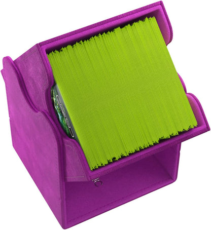 Squire 100+ XL Convertible Deck Box | Card Storage Box with Removable Cover Clips | Holds 100 Double-Sleeved Cards in Extra Thick Inner Card Sleeves | Purple Color | Made by Gamegenic (GGS20101ML