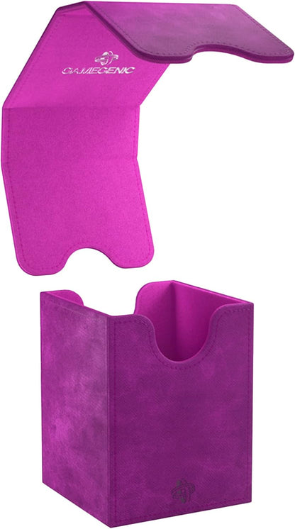 Squire 100+ XL Convertible Deck Box | Card Storage Box with Removable Cover Clips | Holds 100 Double-Sleeved Cards in Extra Thick Inner Card Sleeves | Purple Color | Made by Gamegenic (GGS20101ML