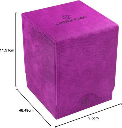 Squire 100+ XL Convertible Deck Box | Card Storage Box with Removable Cover Clips | Holds 100 Double-Sleeved Cards in Extra Thick Inner Card Sleeves | Purple Color | Made by Gamegenic (GGS20101ML