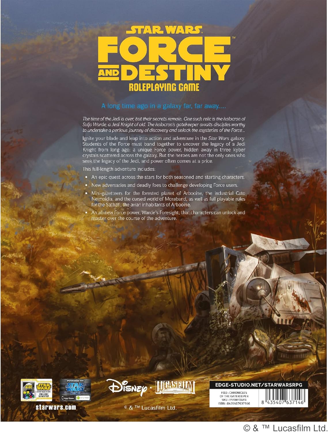 EDGE Studio Star Wars Force and Destiny Game Chronicles of The Gatekeeper Expansion, Roleplaying Game, Strategy Game for Adults and Kids , Ages 10+ , 2-8 Players , Average Playtime 1 Hour , Made