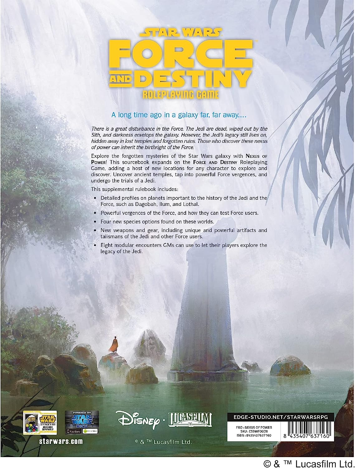Star Wars Force and Destiny Game Nexus of Power SOURCEBOOK Roleplaying Game Strategy Game for Adults and Kids Ages 10+ 2-8 Players Average Playtime 1 Hour Made by EDGE Studio