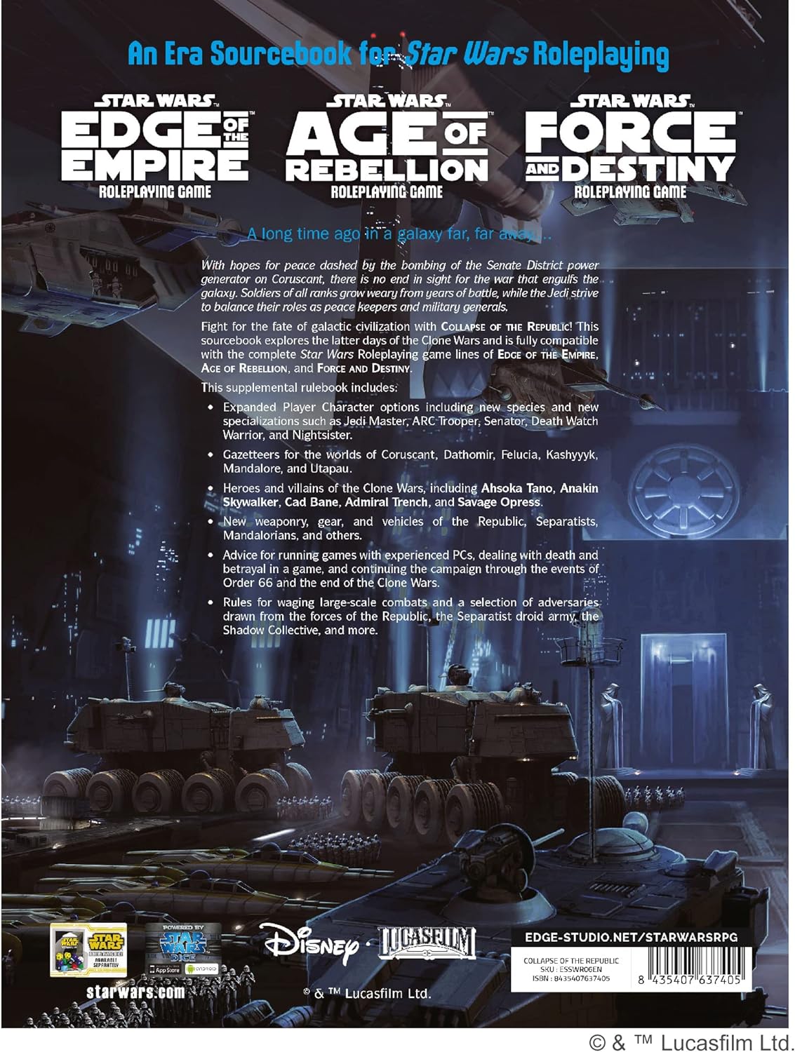 Edge, Star Wars RPG: Collapse of the Republic, RPG, Ages 12 plus, 3-5 Players