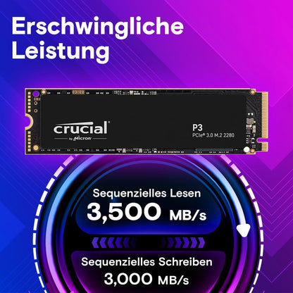 Crucial P3 500GB M.2 PCIe Gen3 NVMe Internal SSD - Up to 3500MB/s - CT500P3SSD8