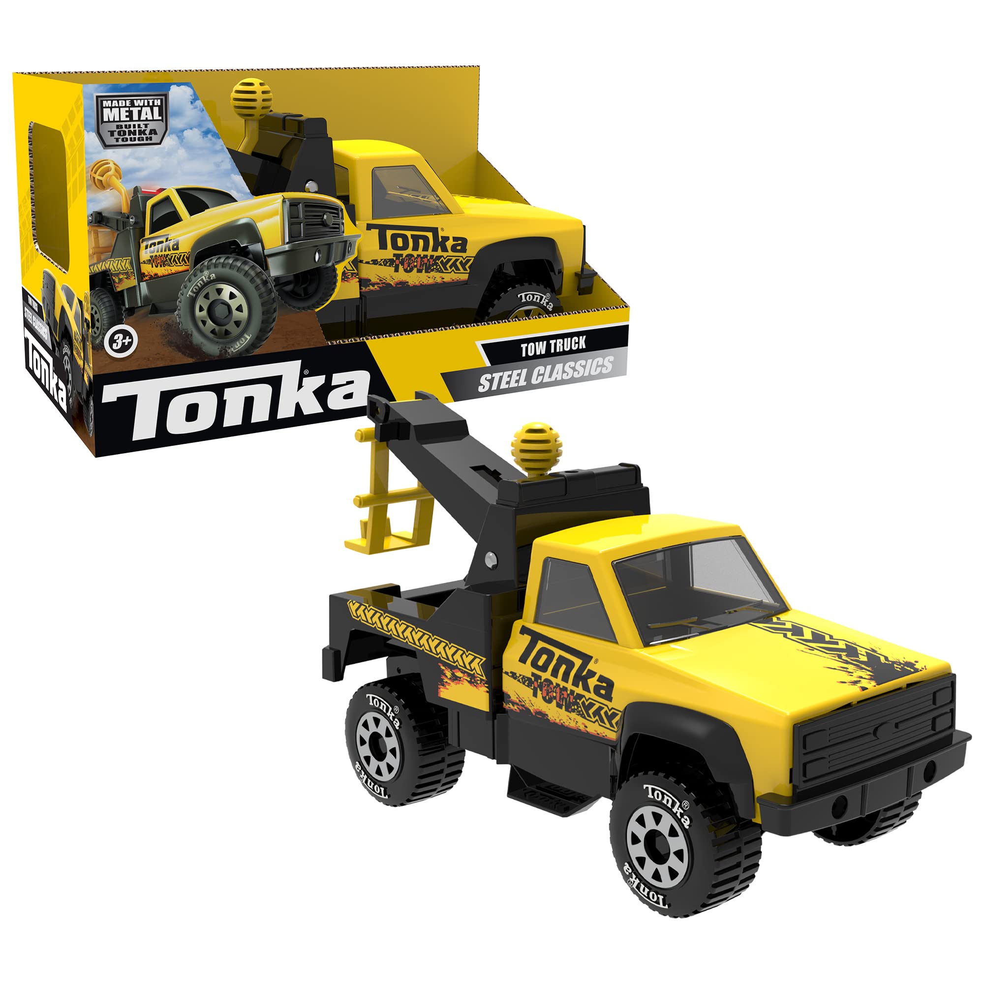 Tonka 06036 Steel Classics Tow Truck, Construction Truck Toy for Children, Kids Construction Toys for Boys and Girls, Interactive Vehicle Toys for Creative Play, Toy Trucks for Children Aged 3 + 2. St