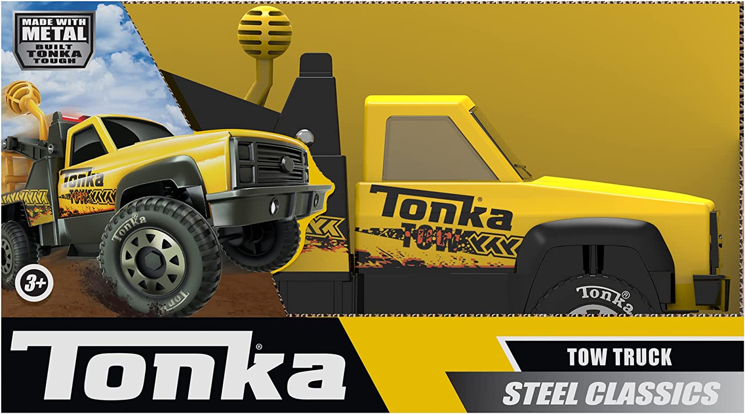 Tonka 06036 Steel Classics Tow Truck, Construction Truck Toy for Children, Kids Construction Toys for Boys and Girls, Interactive Vehicle Toys for Creative Play, Toy Trucks for Children Aged 3 + 2. St