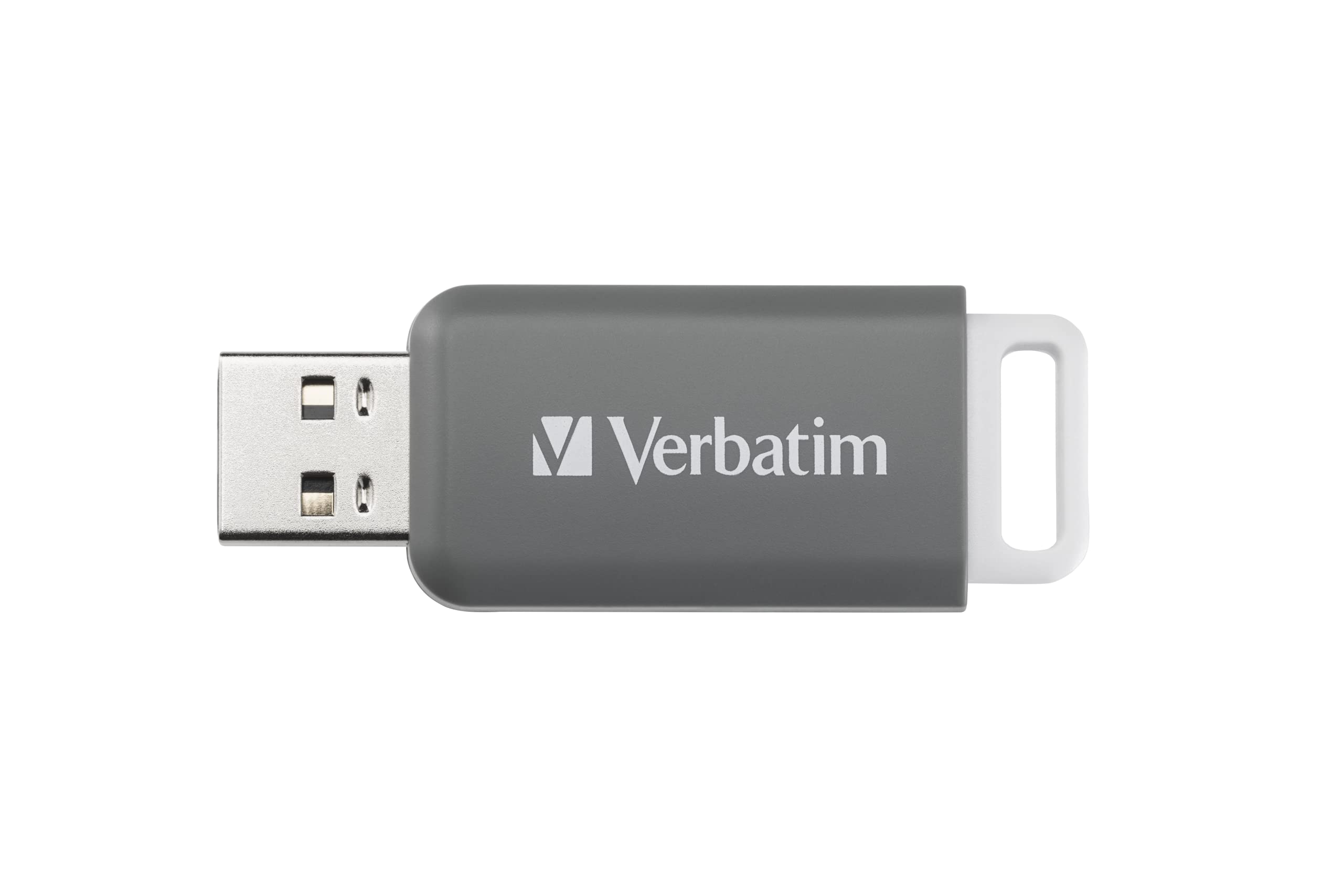 Verbatim DataBar USB Stick Compact Flash Drive with 128GB Data Storage Portable USB 2.0 Memory Stick in Grey Ideal for Laptop, PC and Notebook