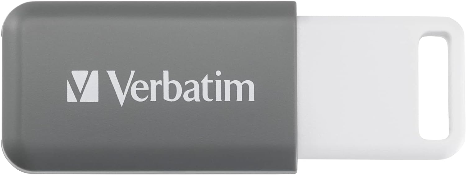 Verbatim DataBar USB Stick Compact Flash Drive with 128GB Data Storage Portable USB 2.0 Memory Stick in Grey Ideal for Laptop, PC and Notebook