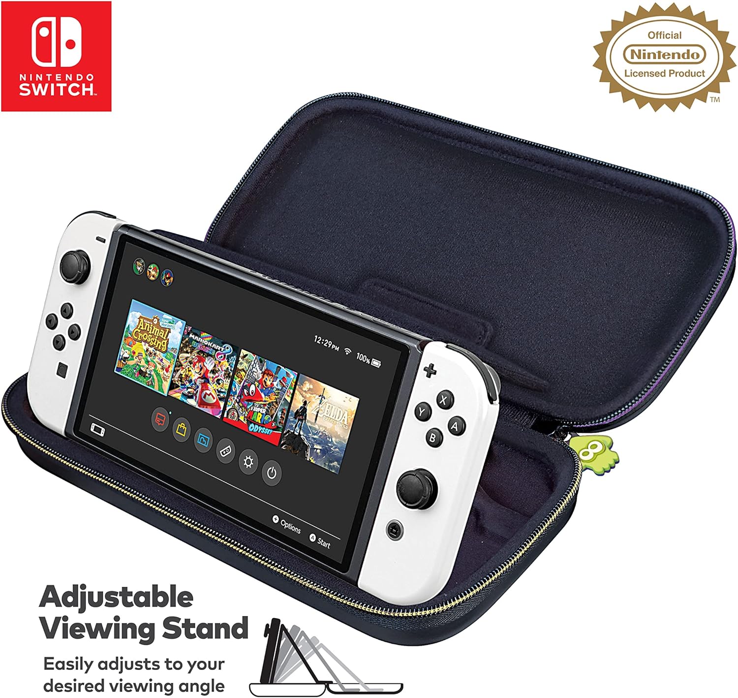 Game Traveler Splatoon 3 - Custodia Switch Ufficiale Nintendo Morbido Nero per Nintendo Switch