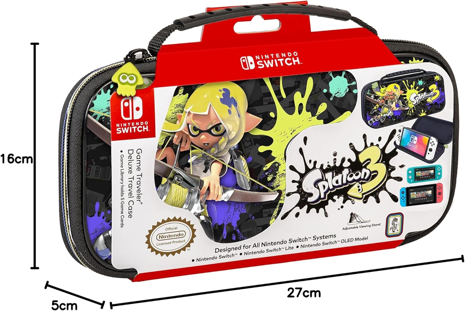 Game Traveler Splatoon 3 - Custodia Switch Ufficiale Nintendo Morbido Nero per Nintendo Switch