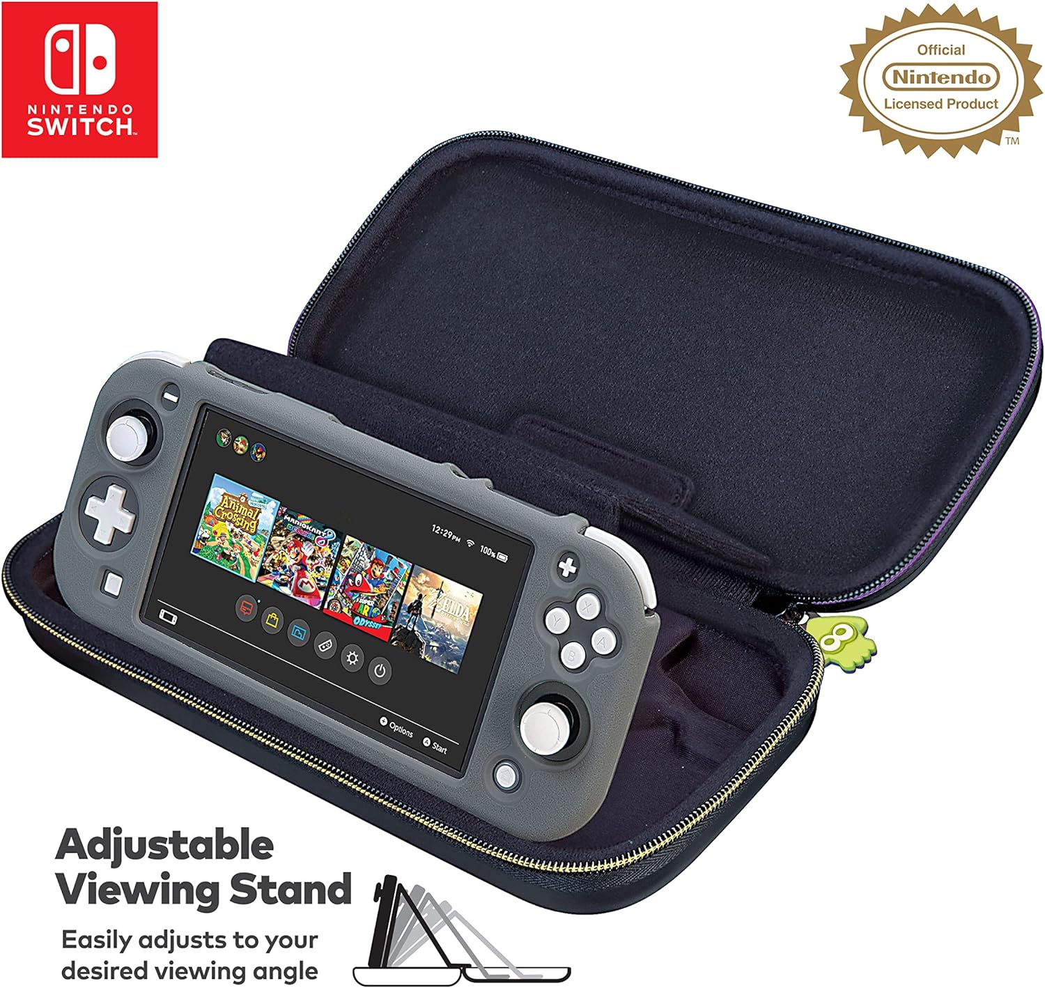 Game Traveler Splatoon 3 - Custodia Switch Ufficiale Nintendo Morbido Nero per Nintendo Switch