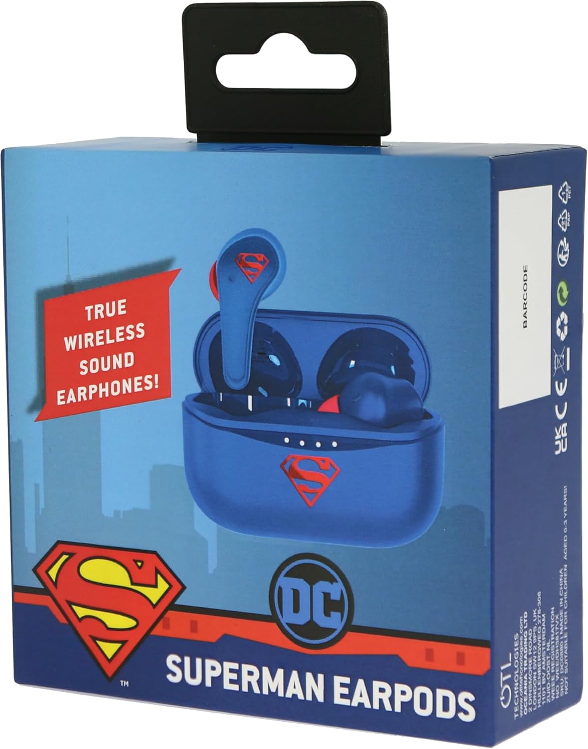 OTL Technologieën Draadloze Bluetooth V5.0 Superman kinderhoofdtelefoon met oplaadbox.