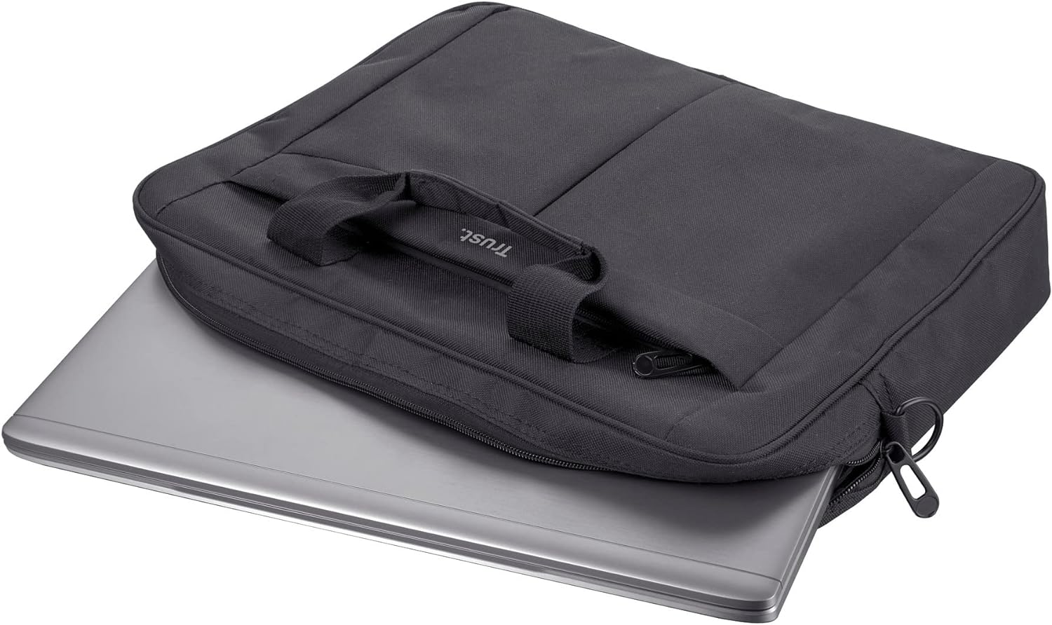 Trust Primo Laptop Bag 16 Inch, Work Bag with Padded Interior, Adjustable Shoulder Strap, Dual Metal Zippers, Messenger Bag for Business, Notebooks, Macbook - Black
