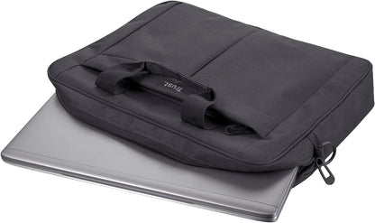 Trust Primo Laptop Bag 16 Inch, Work Bag with Padded Interior, Adjustable Shoulder Strap, Dual Metal Zippers, Messenger Bag for Business, Notebooks, Macbook - Black