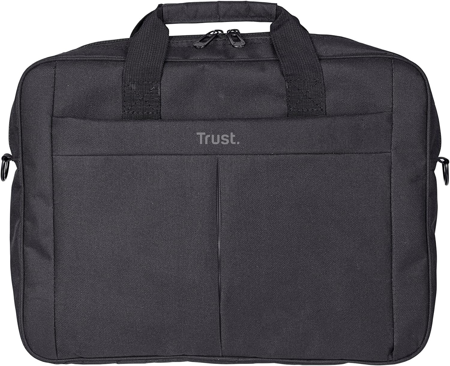 Trust Primo Laptop Bag 16 Inch, Work Bag with Padded Interior, Adjustable Shoulder Strap, Dual Metal Zippers, Messenger Bag for Business, Notebooks, Macbook - Black