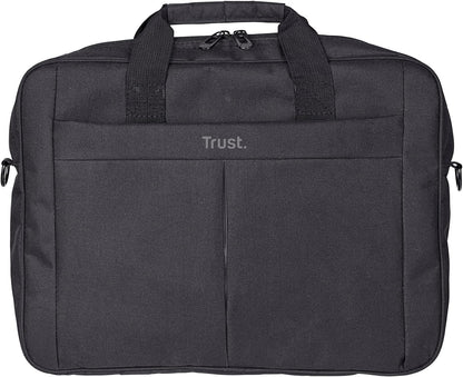 Trust Primo Laptop Bag 16 Inch, Work Bag with Padded Interior, Adjustable Shoulder Strap, Dual Metal Zippers, Messenger Bag for Business, Notebooks, Macbook - Black