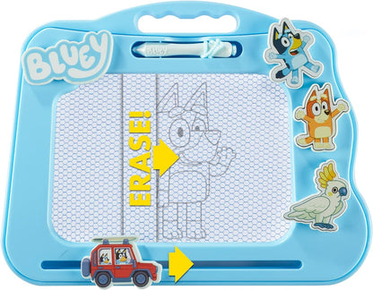 Bluey Carnet de voyage magnétique avec stylo et 3 tampons, dessinez et effacez sans désordre