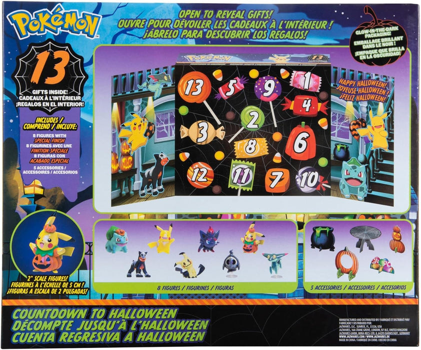 Pokemon Halloween Advent Countdown Calendar for Kids, 13 Pieces - Includes 10 Toy Character Figures & 3 Accessories - Ages 4+