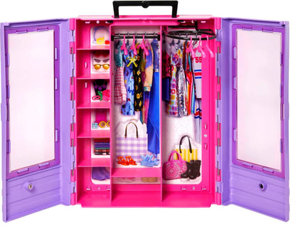 Barbie Fashionistas Ultimate Closet Accessory, Translucent Doors, Storage Spaces, Fold-out Rack, 6 Hangers, Great Gift for 3 Years Old & Up