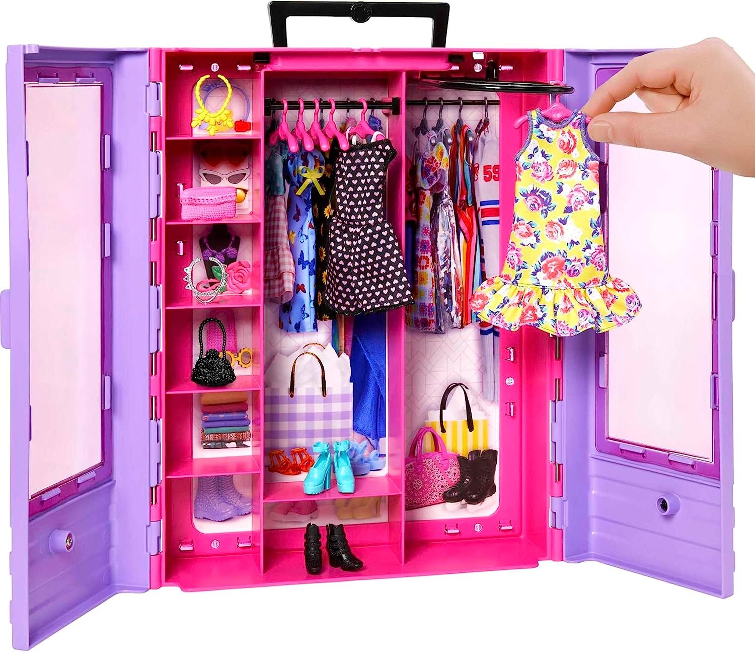 Barbie Fashionistas Ultimate Closet Accessory, Translucent Doors, Storage Spaces, Fold-out Rack, 6 Hangers, Great Gift for 3 Years Old & Up