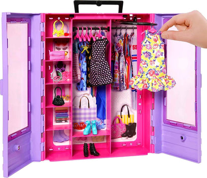 Barbie Fashionistas Ultimate Closet Accessory, Translucent Doors, Storage Spaces, Fold-out Rack, 6 Hangers, Great Gift for 3 Years Old & Up