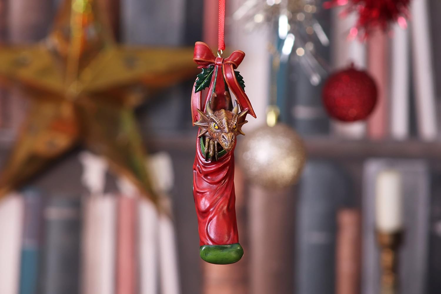 Nemesis Now Anne Stokes Magical Arrival Dragon Hanging Ornament 13.5cm, Resin, Red, Anne Stokes Giftware, Magical Arrival Hanging Ornament, Hook & Loop, Cast in the Finest Resin, Expertly Hand-Painted