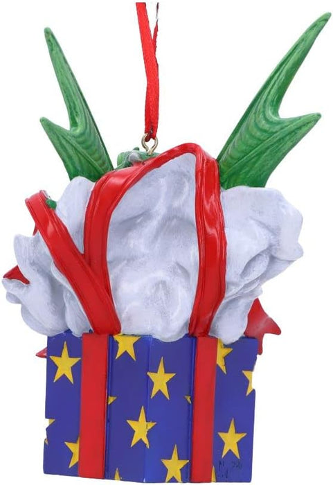 Nemesis Now Anne Stokes Surprise Gift Dragon Hanging Ornament 12.5cm, Resin, Green, Lisa Parker Giftware, Gothic Festive Hanging Decoration, Cast in the Finest Resin, Expertly Hand-Painted