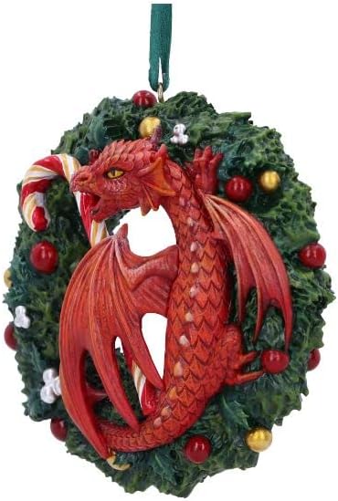 Nemesis Now Anne Stokes Sweet Tooth Dragon Hanging Ornament 9cm, Resin, Red, Anne Stokes Merchandise, Sweet Tooth Dragon Hanging Christmas Decoration, Cast in the Finest Resin, Expertly Hand-Painted