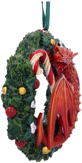 Nemesis Now Anne Stokes Sweet Tooth Dragon Hanging Ornament 9cm, Resin, Red, Anne Stokes Merchandise, Sweet Tooth Dragon Hanging Christmas Decoration, Cast in the Finest Resin, Expertly Hand-Painted
