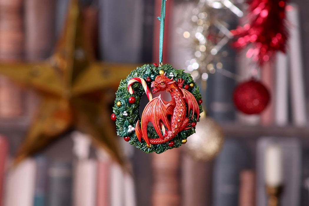 Nemesis Now Anne Stokes Sweet Tooth Dragon Hanging Ornament 9cm, Resin, Red, Anne Stokes Merchandise, Sweet Tooth Dragon Hanging Christmas Decoration, Cast in the Finest Resin, Expertly Hand-Painted
