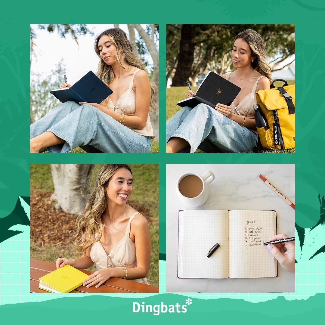 Dingbats* - Earth Cuaderno A5 Punteado - Mediano Libreta de Tapa Dura Cuero PU - Cierre Elástico, Soporte para bolígrafos, Marcador