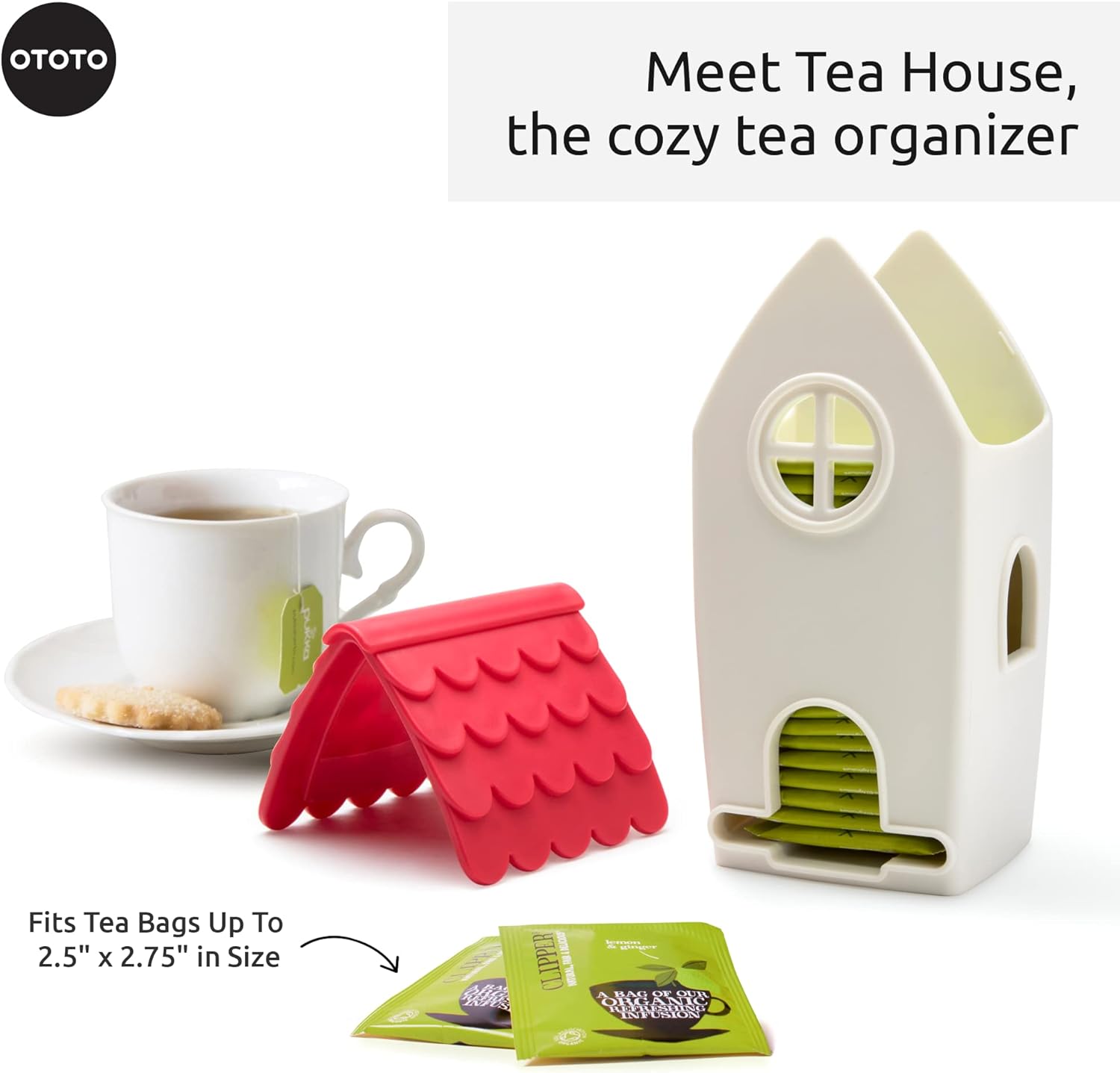 Pack of 3 - Tea House Tea Bag Organizer + Magic Mushroom Foldable Kitchen Funnel + Clean Dreams Kitchen Sponge Holder