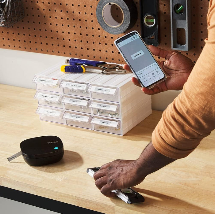 Dymo LetraTag 200B Bluetooth Label Maker | Compact Label Printer | Connects Through Bluetooth Wireless Technology to iOS and Android | Includes 1 White Paper Label Tape