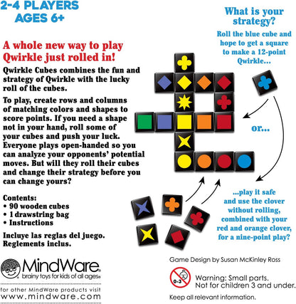 MindWare , Qwirkle Cubes, Miniature Game, Ages 6+, 2-4 Players, 45 Minutes Playing Time