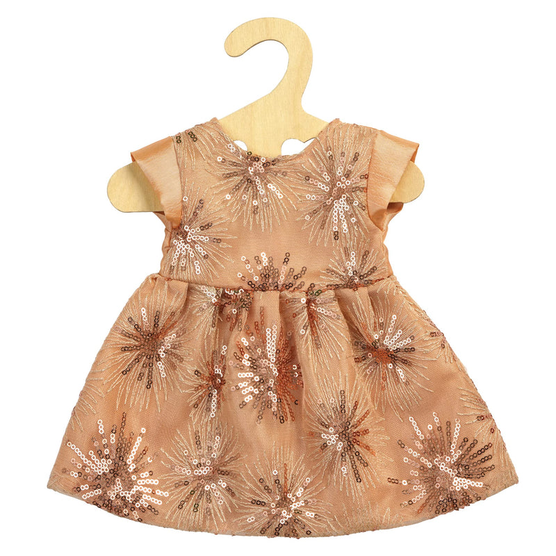 Heless 1230 Clothes in Rose Gold Design, Elegant Glitter Dress with Star-Shaped Sequins for Dolls and Cuddly Toys, Size, 28-35 cm