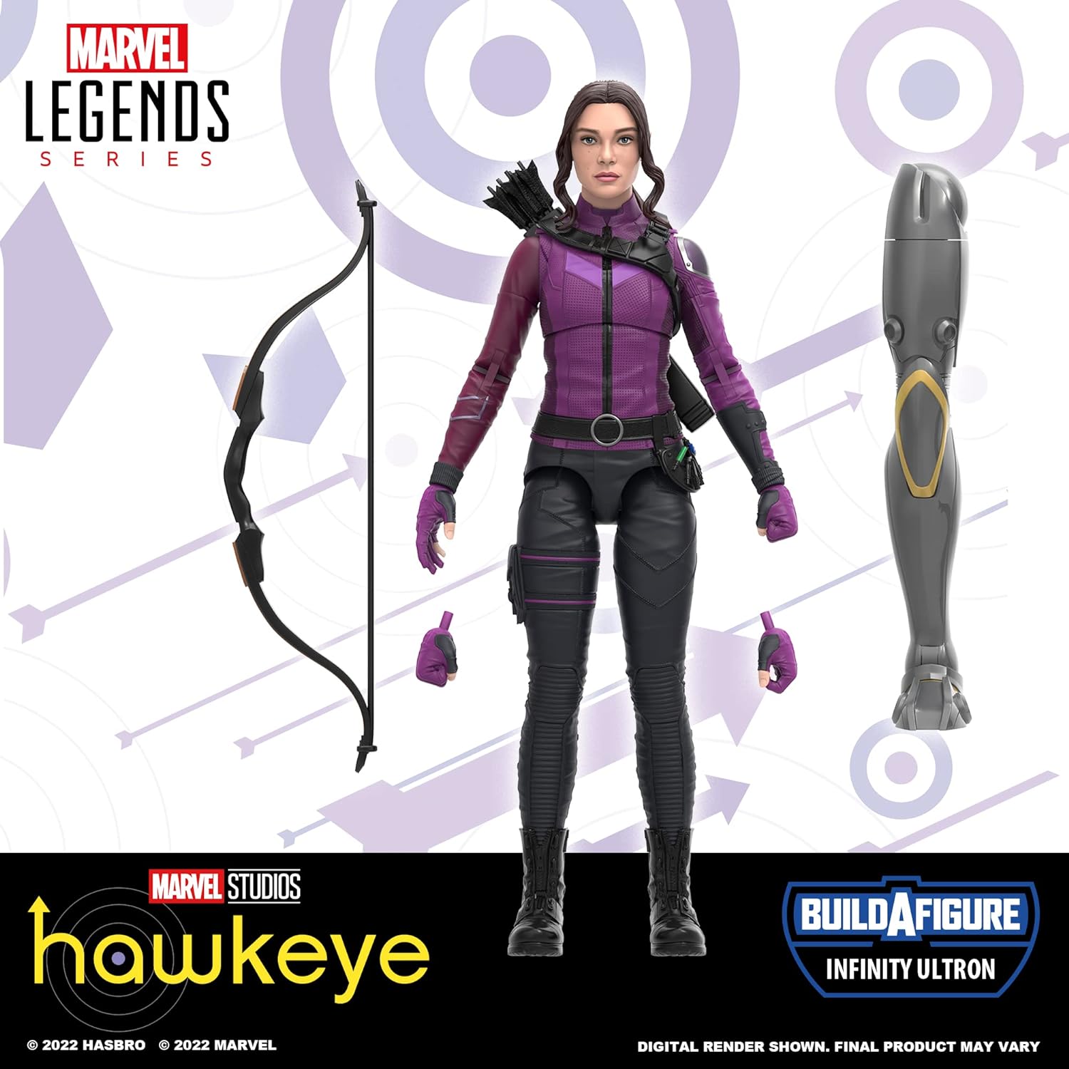 Hasbro Marvel F3856 Marvel Legends MCU Disney Plus Kate Bishop Hawkeye Series Action 6-inch Collectible Toy, 3 Accessories, 1 Build-A-Figure Part, Multi