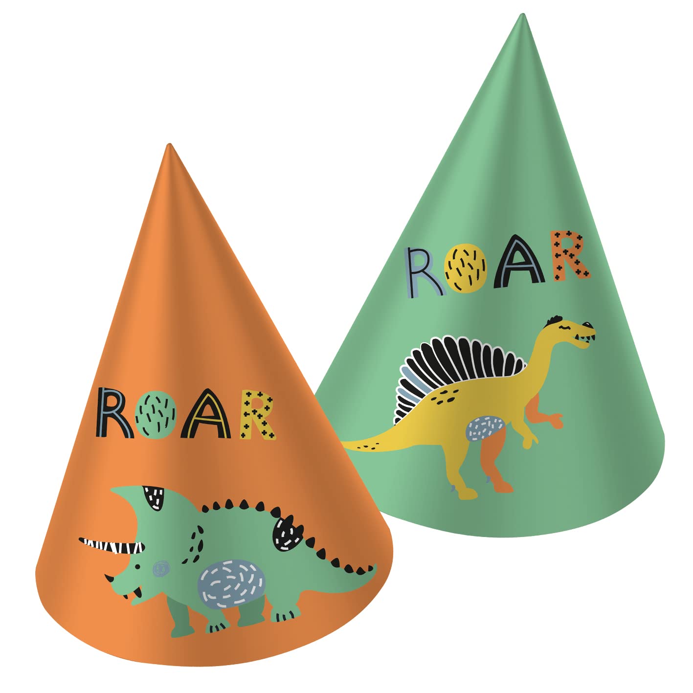 Folat 68328 Partyhüte Papier Dino Roars-6 Stück, Mehrfarben