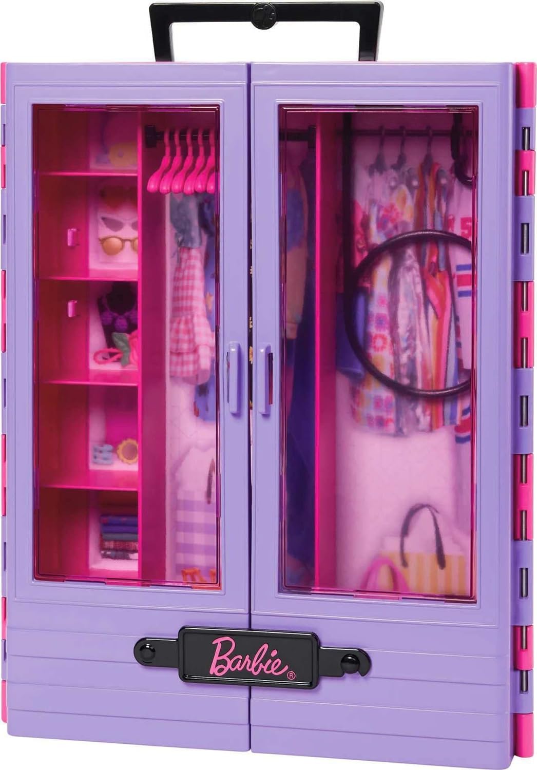 Barbie Fashionistas Ultimate Closet and Doll, One Blonde Barbie Doll with 3 Barbie Outfits, 6 Barbie Hangers and 15 Doll Accessories, Toys for Ages 3 and Up, One Doll and One Closet, HJL66