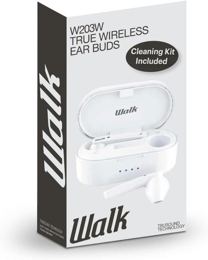 Walk Audio True Wireless In Ear Earphones/In Ear Headphones Plus Cleaning Kit with Bass Boost TruSound Technology