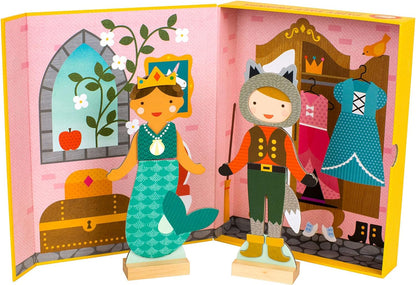 Petit Collage Magnetic Dress Up, Fairy Tales – Magnetic Game Board with Mix and Match Magnetic Pieces, Ideal for Ages 3+ – Includes 2 Dolls and Over 52 Creative Magnetic Pieces, 1 ea, (PTC104