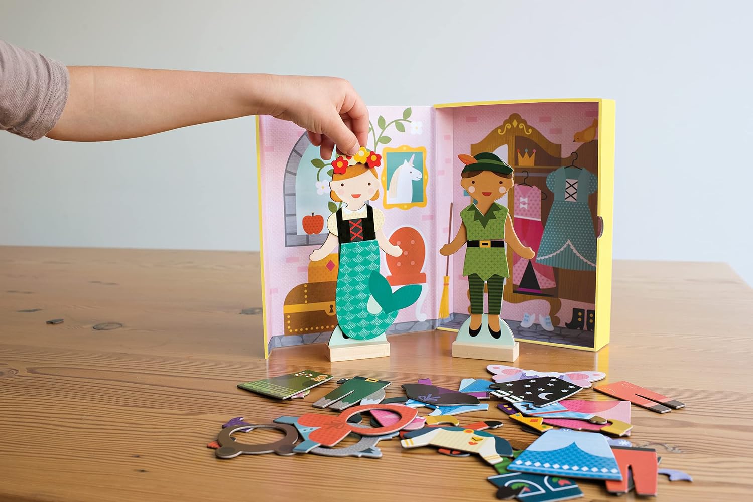 Petit Collage Magnetic Dress Up, Fairy Tales – Magnetic Game Board with Mix and Match Magnetic Pieces, Ideal for Ages 3+ – Includes 2 Dolls and Over 52 Creative Magnetic Pieces, 1 ea, (PTC104