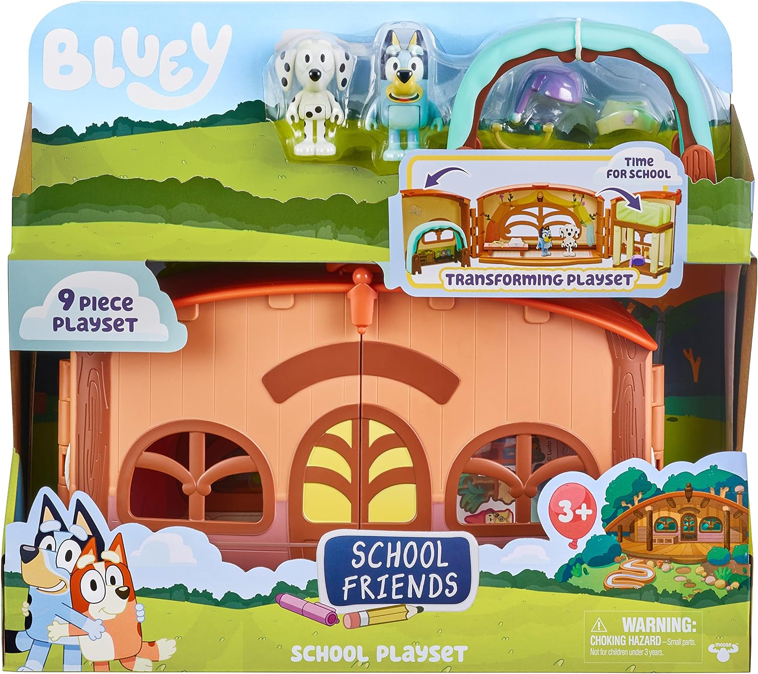 Bluey School Friends- Calypso's School Playset, 2.5-3" posable Figures Playset