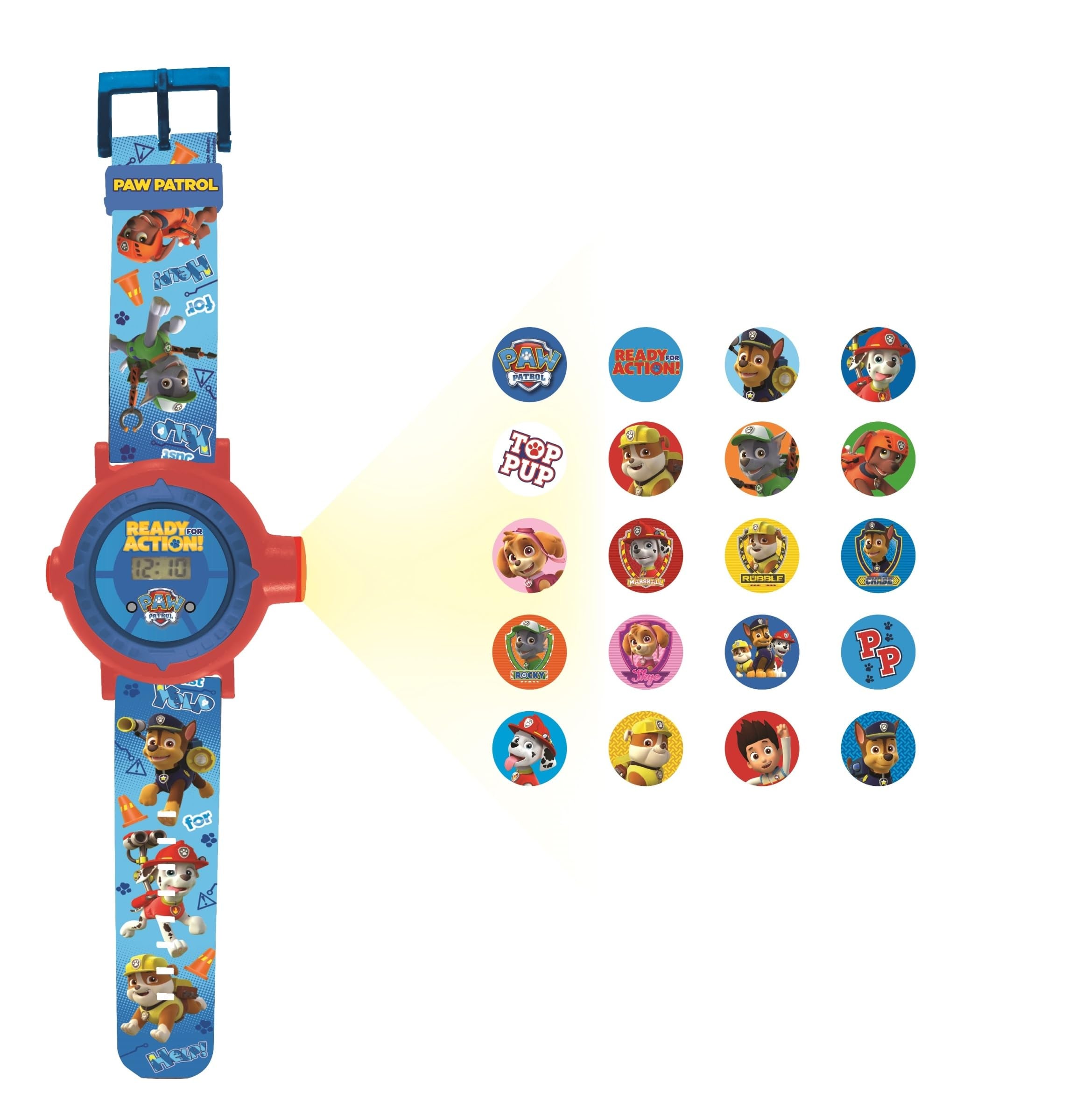 Lexibook PAW Patrol Helfer auf Vier Pfoten Chase Einstellbare Digitale Projektionsuhr - 20 Bilder Chase Marshall Skye Rocky Rubble Zuma - DMW050PA Unica Paw Patrol, Lexibook Paw Patrol - Schermo digitale per orologio a proiezione regolabile- 20 immagini C