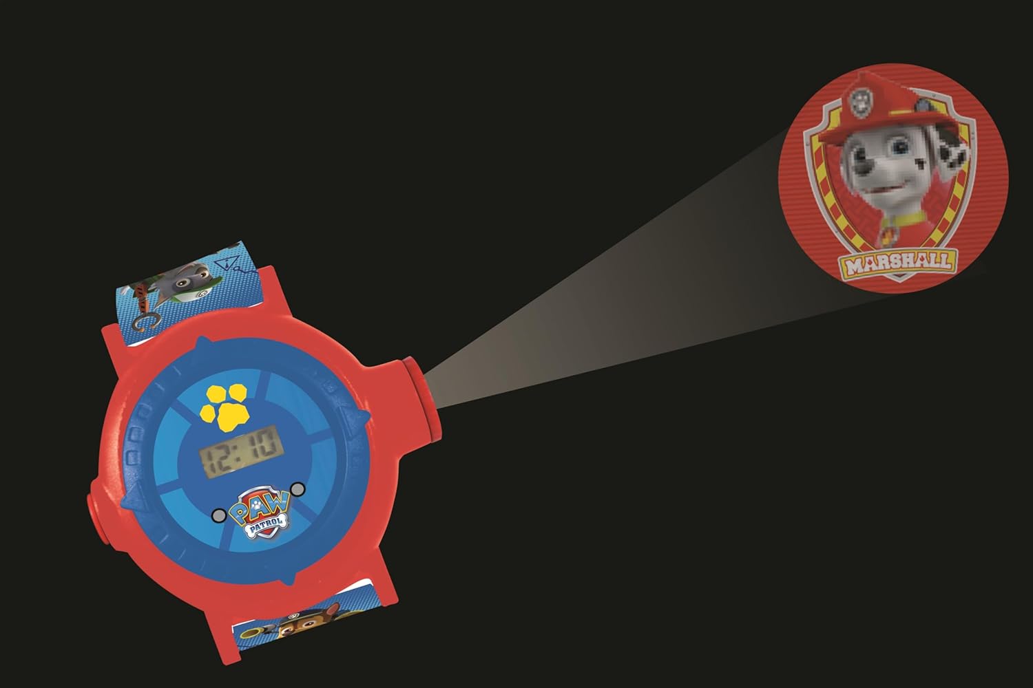 Lexibook PAW Patrol Helfer auf Vier Pfoten Chase Einstellbare Digitale Projektionsuhr - 20 Bilder Chase Marshall Skye Rocky Rubble Zuma - DMW050PA Unica Paw Patrol, Lexibook Paw Patrol - Schermo digitale per orologio a proiezione regolabile- 20 immagini C