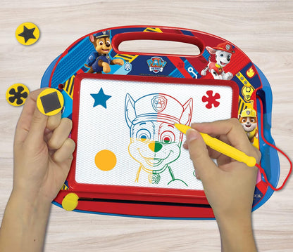 LEXIBOOK, Paw Patrol, Tablero de Dibujo magnético mágico Multicolor, Juguete Creativo artístico para niñas y niños, Lápiz óptico y Sellos, Rojo/Azul, CRPA550