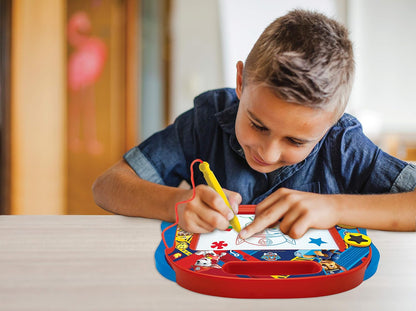 LEXIBOOK, Paw Patrol, Tablero de Dibujo magnético mágico Multicolor, Juguete Creativo artístico para niñas y niños, Lápiz óptico y Sellos, Rojo/Azul, CRPA550