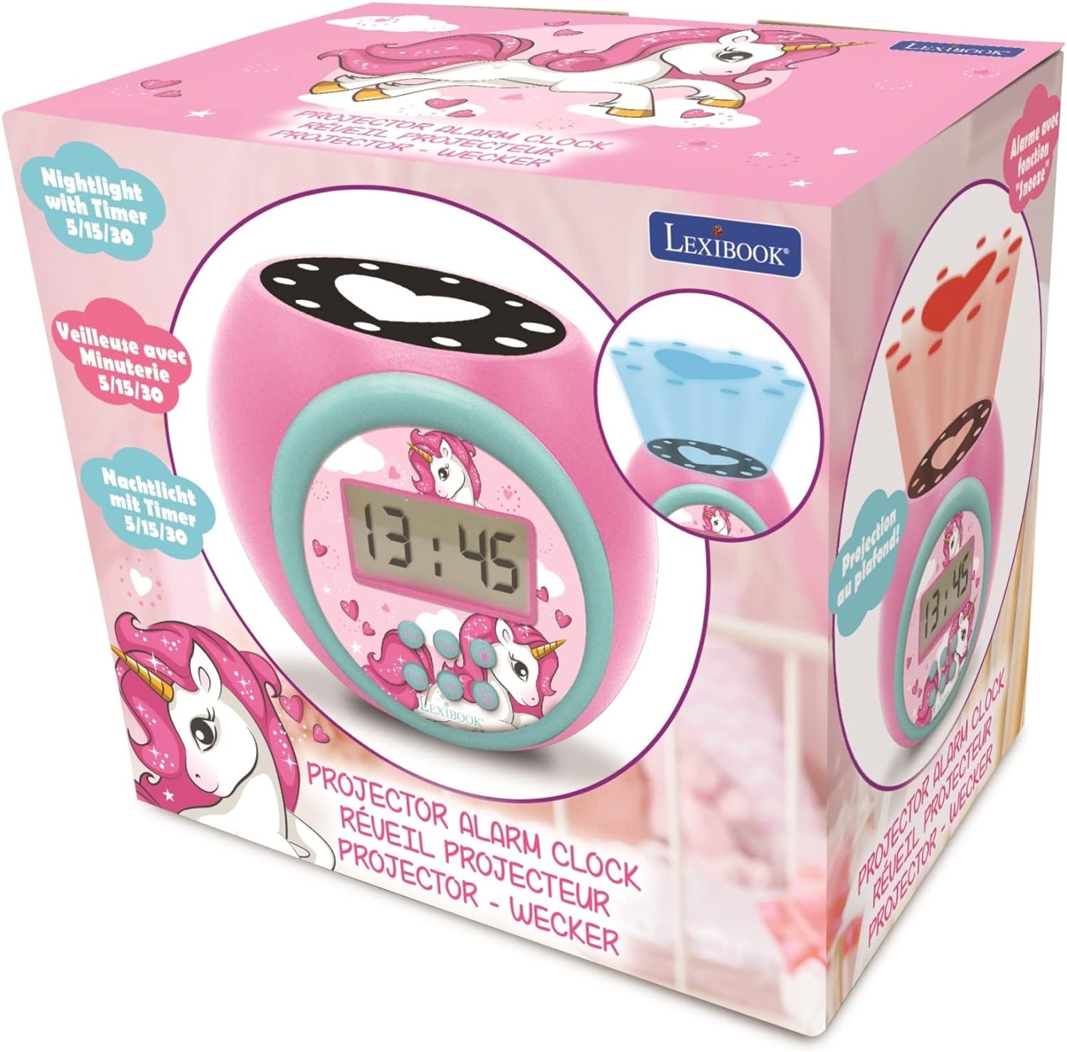 Lexibook - Unicorn - Projector Alarm Clock  (Rl977Uni)