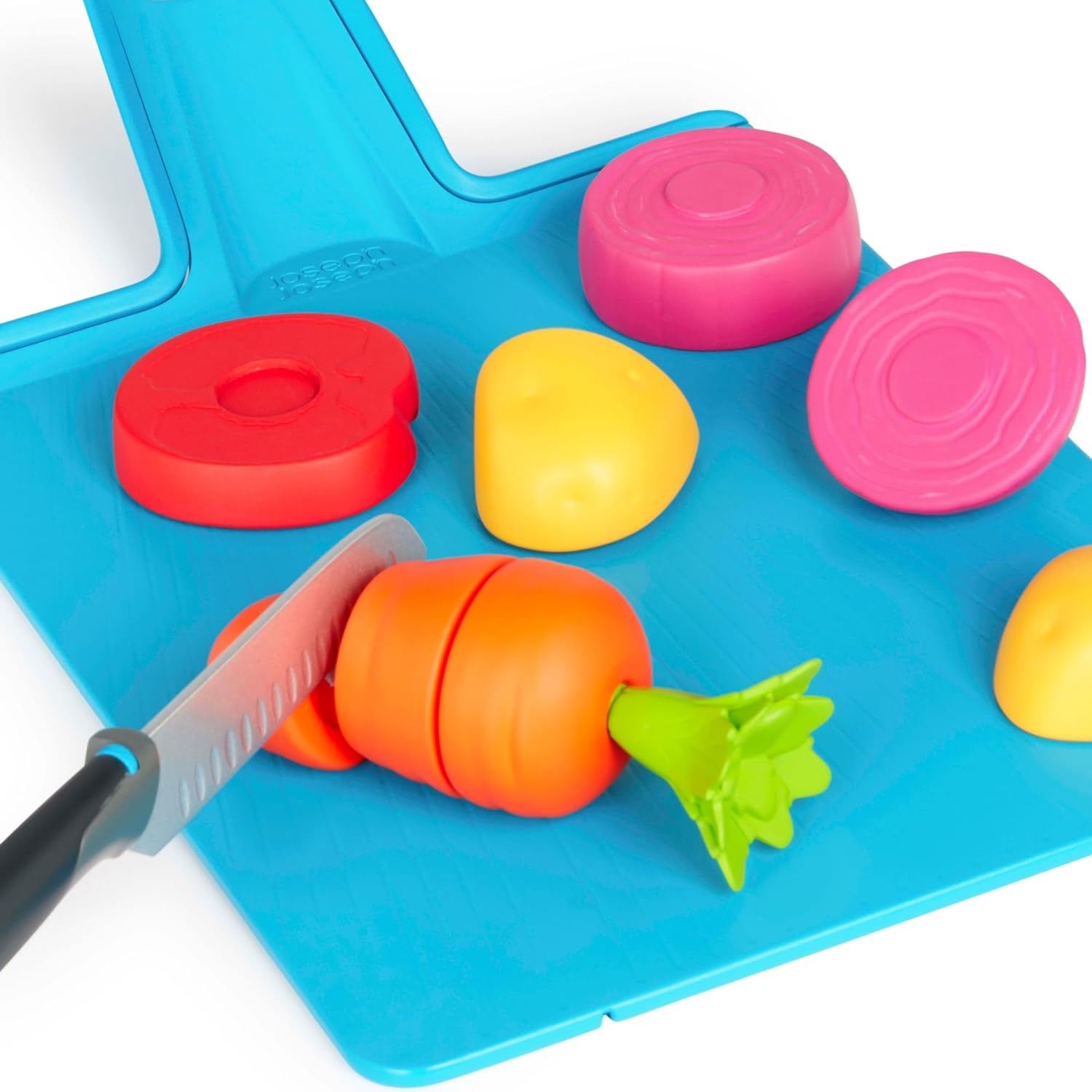 Casdon Joseph Joseph Toys. Chop2Pot. Super Safe Kitchen Playset for Kids with Foldable Chopping Board and Choppable Play Food. For Children Aged 2+