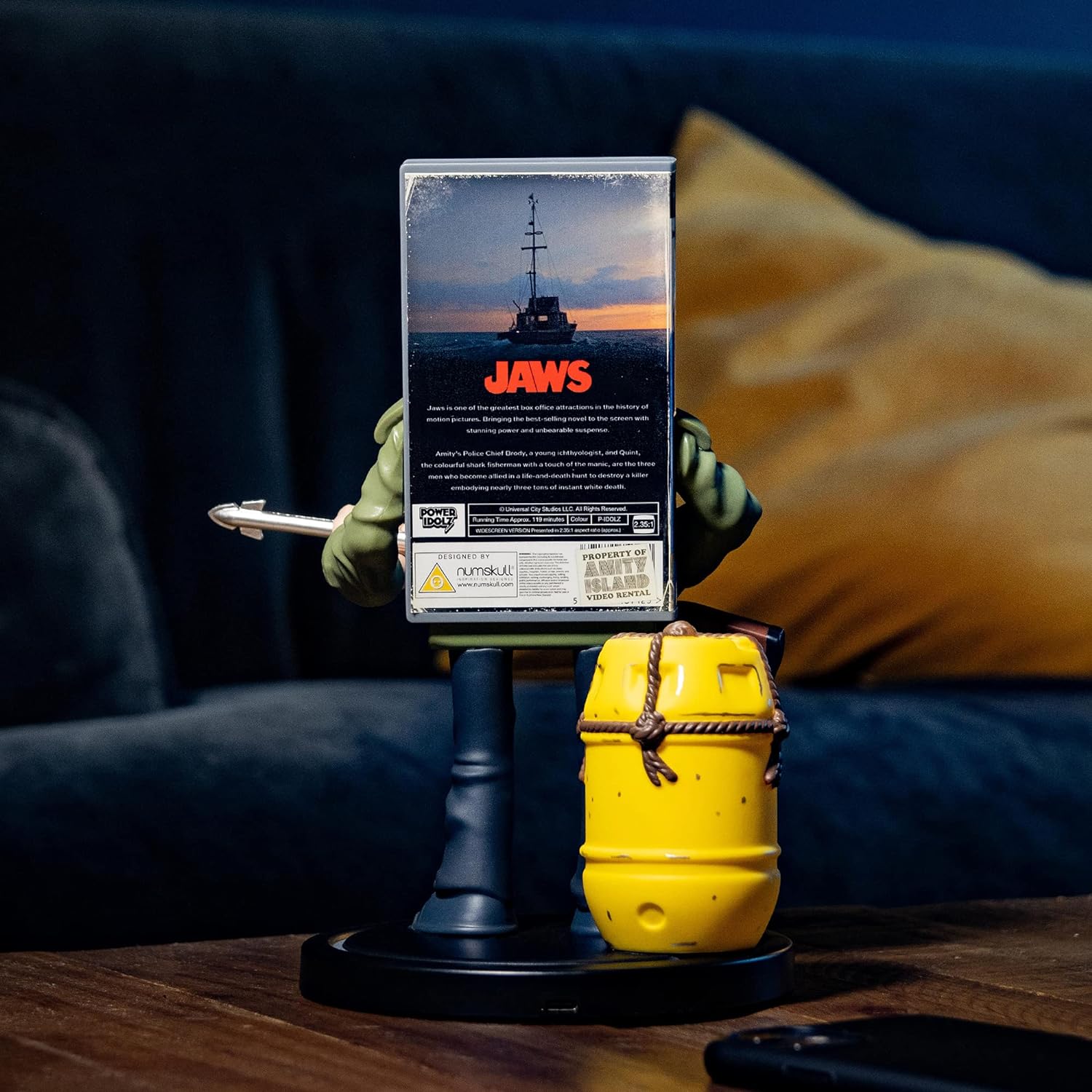 Power Idolz by Numskull Jaws VHS Wireless Charger Phone Holder - Compatible With Qi-Enabled Devices, Fast Qi - Official Jaws Merchandise
