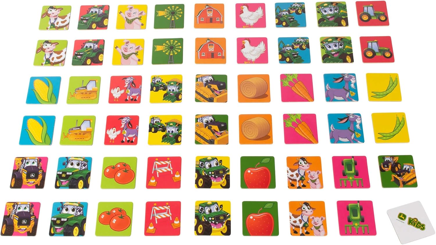Jeu de Paires John Deere pour Enfants, Jeu de Mémoire Amusant, Jeu de Cartes pour Adultes et Enfants, Jeu en Famille, Jeu Éducatif pour Garçons et Filles, Convient aux 3 ans +